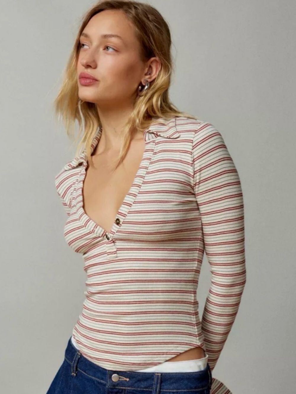 Urban Outfitters Women's BDG Taylor Polo Top Small striped NWT